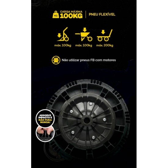 RODA COMPLETA COM PNEU FLEX EIXO 3/4 CARRIOLA- FB PNEU